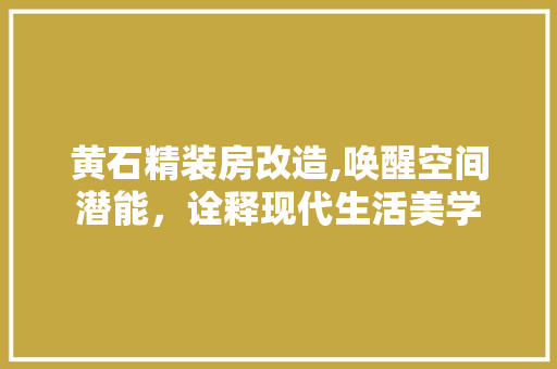 黄石精装房改造,唤醒空间潜能，诠释现代生活美学