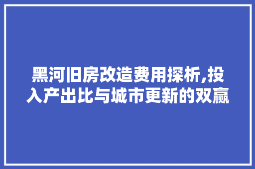 黑河旧房改造费用探析,投入产出比与城市更新的双赢之路