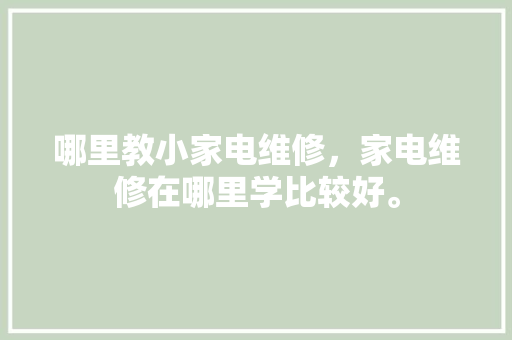 哪里教小家电维修，家电维修在哪里学比较好。 哪里教小家电维修，家电维修在哪里学比较好。 家电维修