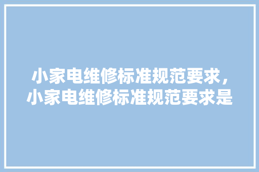 小家电维修标准规范要求，小家电维修标准规范要求是什么。 小家电维修标准规范要求，小家电维修标准规范要求是什么。 家电维修