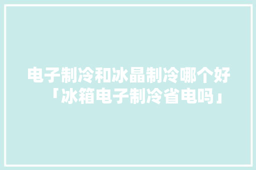 电子制冷和冰晶制冷哪个好「冰箱电子制冷省电吗」 电子制冷和冰晶制冷哪个好「冰箱电子制冷省电吗」 户内维修
