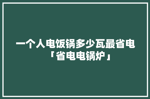 一个人电饭锅多少瓦最省电「省电电锅炉」 一个人电饭锅多少瓦最省电「省电电锅炉」 户内维修