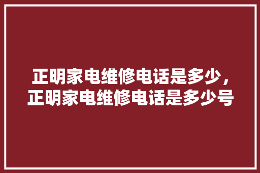 正明家电维修电话是多少，正明家电维修电话是多少号。 正明家电维修电话是多少，正明家电维修电话是多少号。 家电维修