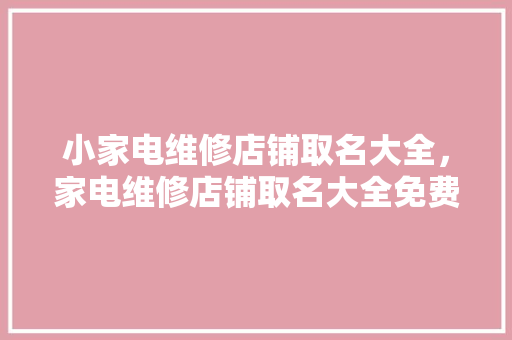 小家电维修店铺取名大全，家电维修店铺取名大全免费。 小家电维修店铺取名大全，家电维修店铺取名大全免费。 家电维修