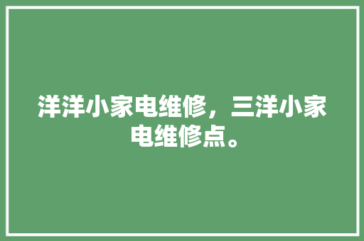 洋洋小家电维修，三洋小家电维修点。 洋洋小家电维修，三洋小家电维修点。 家电维修