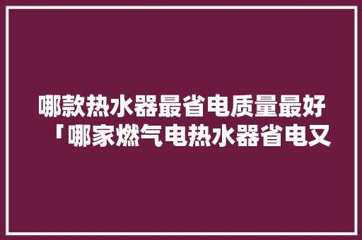 哪款热水器最省电质量最好「哪家燃气电热水器省电又好用」 哪款热水器最省电质量最好「哪家燃气电热水器省电又好用」 户内维修