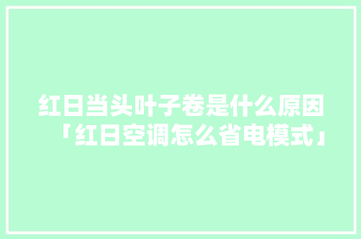 红日当头叶子卷是什么原因「红日空调怎么省电模式」 红日当头叶子卷是什么原因「红日空调怎么省电模式」 厨房维修
