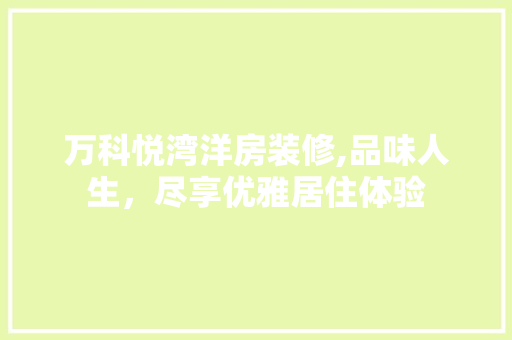 万科悦湾洋房装修,品味人生，尽享优雅居住体验 万科悦湾洋房装修,品味人生，尽享优雅居住体验 厨房维修