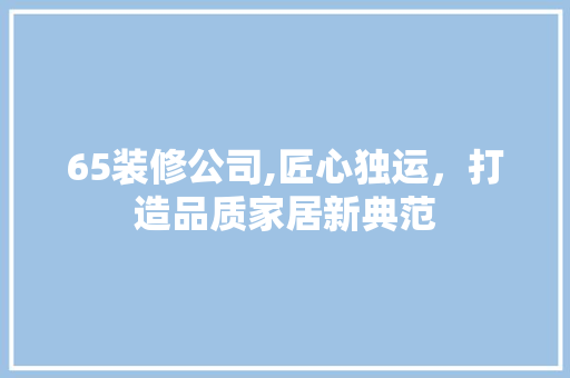 65装修公司,匠心独运，打造品质家居新典范 65装修公司,匠心独运，打造品质家居新典范 户内维修