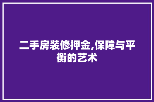 二手房装修押金,保障与平衡的艺术 二手房装修押金,保障与平衡的艺术 厨房维修