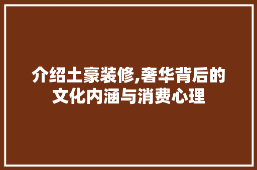 介绍土豪装修,奢华背后的文化内涵与消费心理 介绍土豪装修,奢华背后的文化内涵与消费心理 墙体维修
