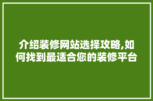 介绍装修网站选择攻略,如何找到最适合您的装修平台 介绍装修网站选择攻略,如何找到最适合您的装修平台 厨房维修