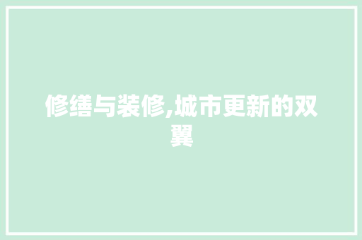 修缮与装修,城市更新的双翼 修缮与装修,城市更新的双翼 墙体维修
