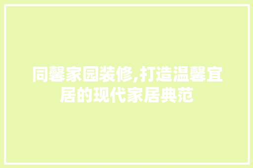同馨家园装修,打造温馨宜居的现代家居典范 同馨家园装修,打造温馨宜居的现代家居典范 厨房维修