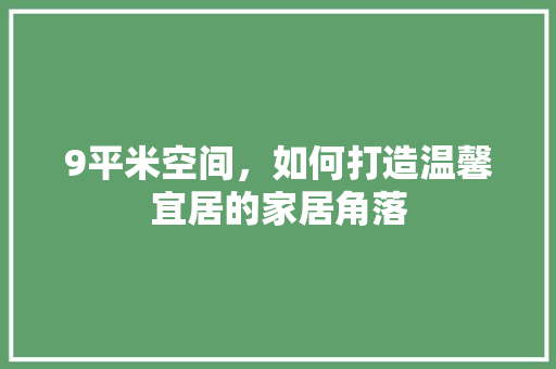 9平米空间，如何打造温馨宜居的家居角落 9平米空间，如何打造温馨宜居的家居角落 家电维修