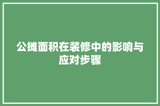 公摊面积在装修中的影响与应对步骤 公摊面积在装修中的影响与应对步骤 家电维修