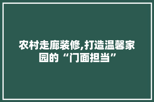 农村走廊装修,打造温馨家园的“门面担当” 农村走廊装修,打造温馨家园的“门面担当” 家电维修
