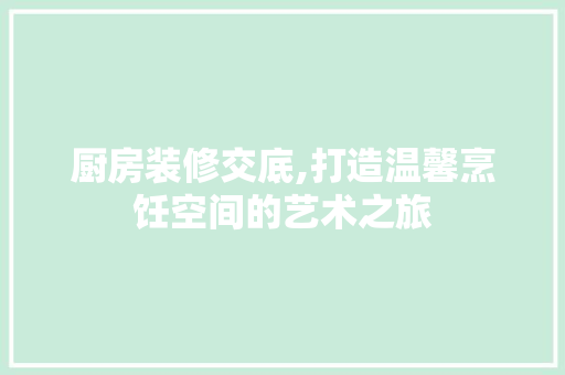 厨房装修交底,打造温馨烹饪空间的艺术之旅 厨房装修交底,打造温馨烹饪空间的艺术之旅 家电维修