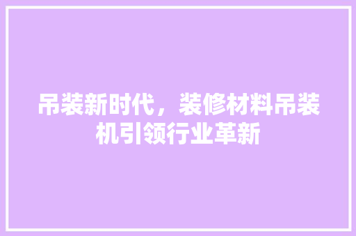吊装新时代，装修材料吊装机引领行业革新 吊装新时代，装修材料吊装机引领行业革新 墙体维修