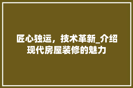 匠心独运，技术革新_介绍现代房屋装修的魅力 匠心独运，技术革新_介绍现代房屋装修的魅力 厨房维修