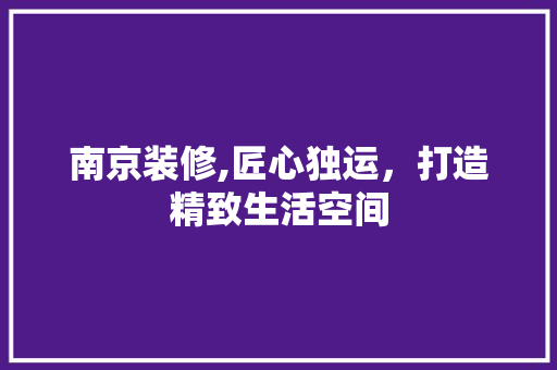 南京装修,匠心独运，打造精致生活空间 南京装修,匠心独运，打造精致生活空间 居家维修