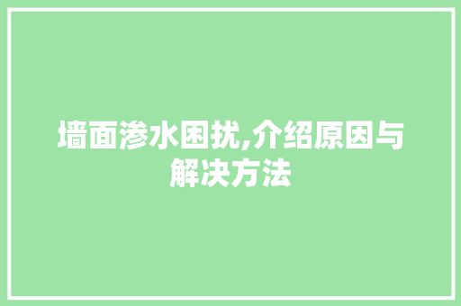 墙面渗水困扰,介绍原因与解决方法 墙面渗水困扰,介绍原因与解决方法 家电维修