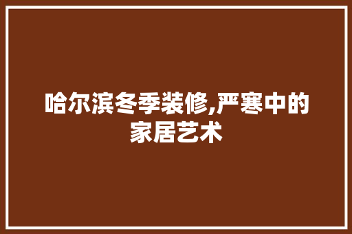 哈尔滨冬季装修,严寒中的家居艺术 哈尔滨冬季装修,严寒中的家居艺术 家电维修
