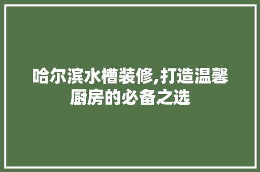 哈尔滨水槽装修,打造温馨厨房的必备之选 哈尔滨水槽装修,打造温馨厨房的必备之选 厨房维修