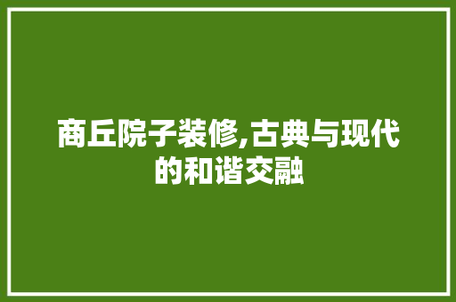 商丘院子装修,古典与现代的和谐交融 商丘院子装修,古典与现代的和谐交融 墙体维修