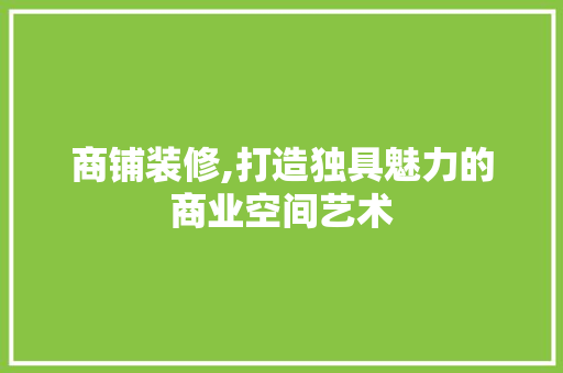 商铺装修,打造独具魅力的商业空间艺术 商铺装修,打造独具魅力的商业空间艺术 厨房维修