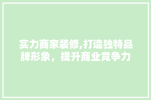 实力商家装修,打造独特品牌形象，提升商业竞争力 实力商家装修,打造独特品牌形象，提升商业竞争力 厨房维修
