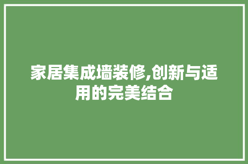 家居集成墙装修,创新与适用的完美结合 家居集成墙装修,创新与适用的完美结合 家电维修