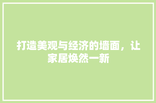 打造美观与经济的墙面，让家居焕然一新 打造美观与经济的墙面，让家居焕然一新 居家维修