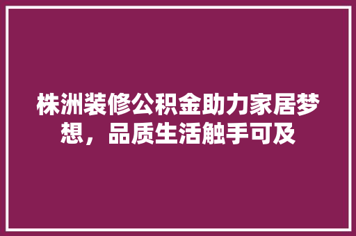 株洲装修公积金助力家居梦想，品质生活触手可及 株洲装修公积金助力家居梦想，品质生活触手可及 厨房维修