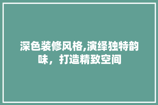 深色装修风格,演绎独特韵味，打造精致空间 深色装修风格,演绎独特韵味，打造精致空间 厨房维修