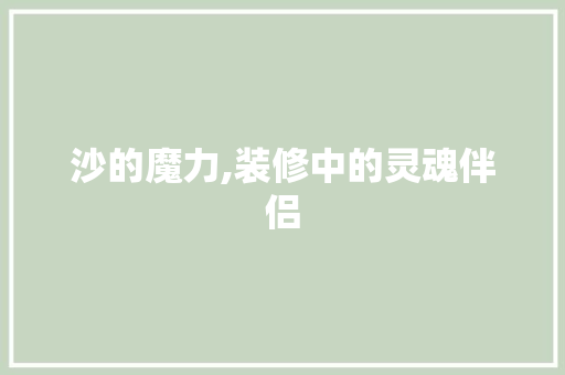 沙的魔力,装修中的灵魂伴侣 沙的魔力,装修中的灵魂伴侣 家电维修