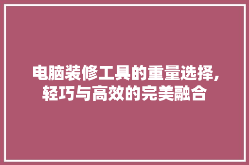 电脑装修工具的重量选择,轻巧与高效的完美融合 电脑装修工具的重量选择,轻巧与高效的完美融合 家电维修