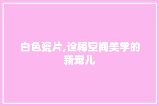 白色瓷片,诠释空间美学的新宠儿 白色瓷片,诠释空间美学的新宠儿 厨房维修