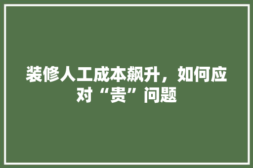 装修人工成本飙升，如何应对“贵”问题 装修人工成本飙升，如何应对“贵”问题 家电维修