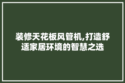 装修天花板风管机,打造舒适家居环境的智慧之选 装修天花板风管机,打造舒适家居环境的智慧之选 厨房维修