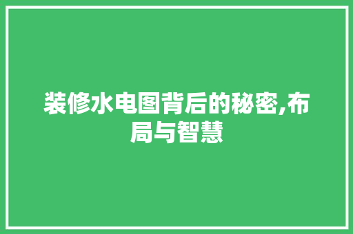 装修水电图背后的秘密,布局与智慧 装修水电图背后的秘密,布局与智慧 墙体维修
