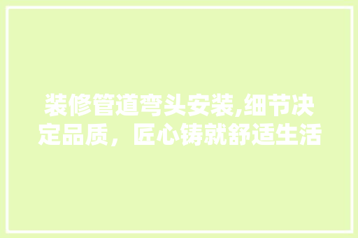装修管道弯头安装,细节决定品质，匠心铸就舒适生活 装修管道弯头安装,细节决定品质，匠心铸就舒适生活 居家维修