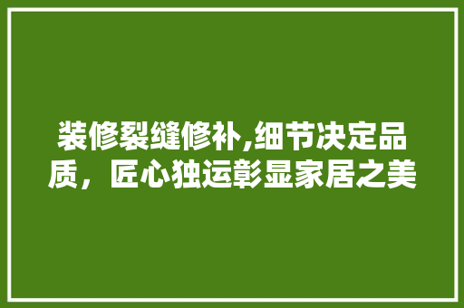 装修裂缝修补,细节决定品质，匠心独运彰显家居之美 装修裂缝修补,细节决定品质，匠心独运彰显家居之美 居家维修