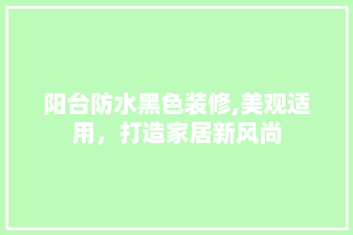 阳台防水黑色装修,美观适用，打造家居新风尚 阳台防水黑色装修,美观适用，打造家居新风尚 家电维修