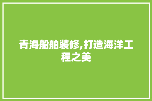 青海船舶装修,打造海洋工程之美 青海船舶装修,打造海洋工程之美 墙体维修
