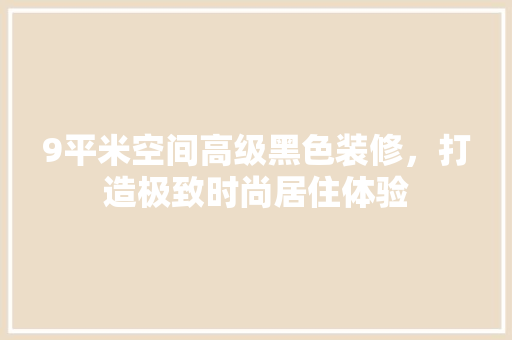 9平米空间高级黑色装修，打造极致时尚居住体验 9平米空间高级黑色装修，打造极致时尚居住体验 厨房维修