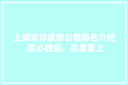 上海双休装修公司排名介绍,匠心独运，品质至上 上海双休装修公司排名介绍,匠心独运，品质至上 家电维修