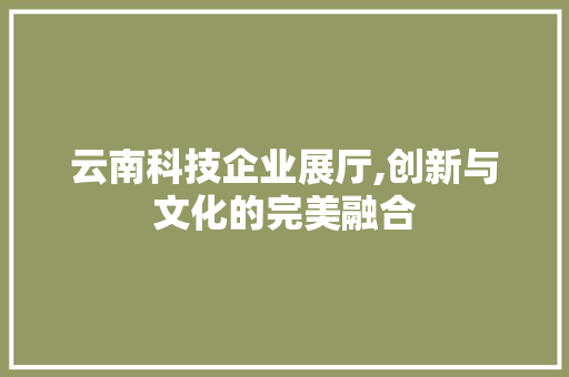 云南科技企业展厅,创新与文化的完美融合 云南科技企业展厅,创新与文化的完美融合 居家维修