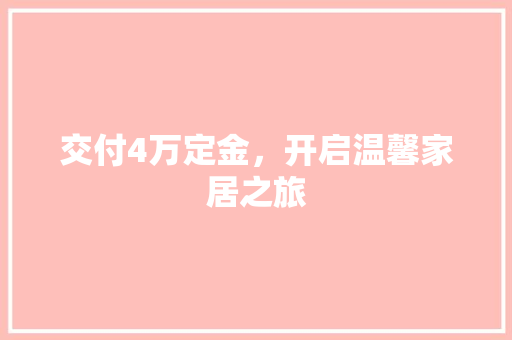 交付4万定金，开启温馨家居之旅 交付4万定金，开启温馨家居之旅 厨房维修