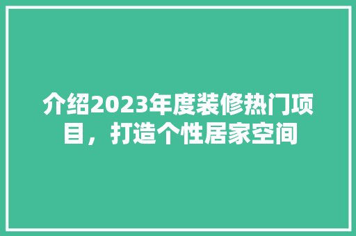 介绍2023年度装修热门项目，打造个性居家空间 介绍2023年度装修热门项目，打造个性居家空间 墙体维修